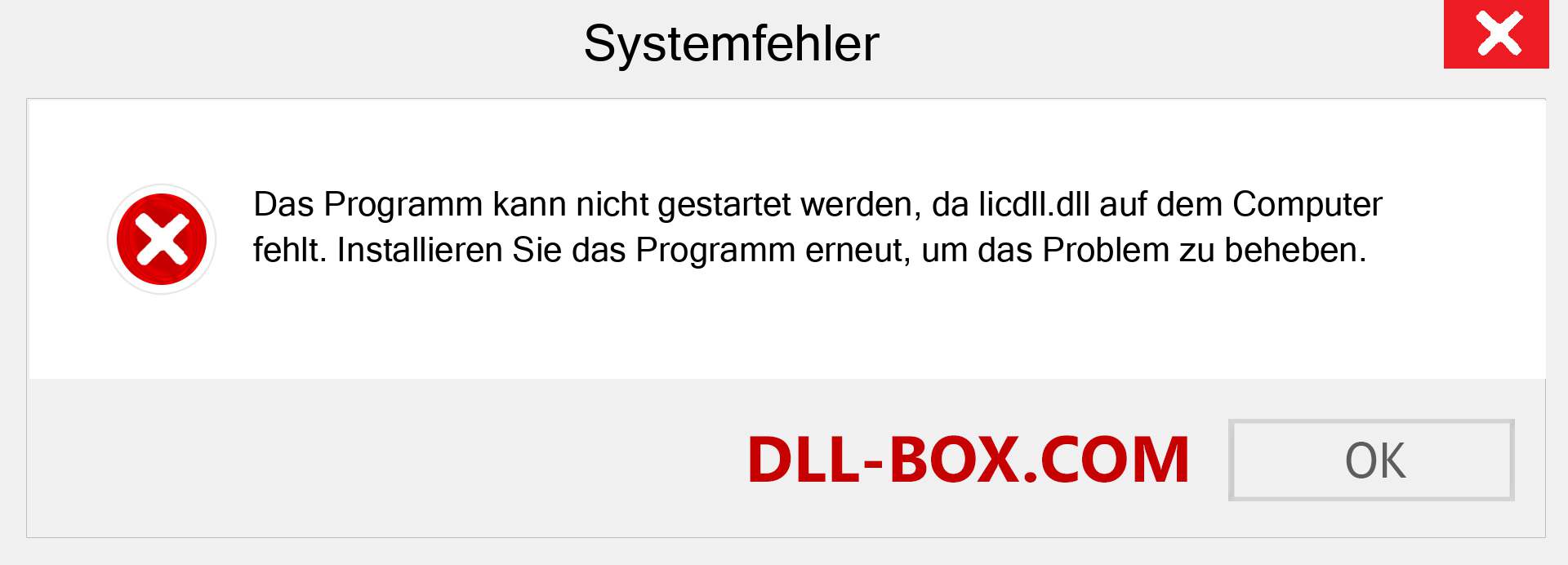 licdll.dll-Datei fehlt?. Download für Windows 7, 8, 10 - Fix licdll dll Missing Error unter Windows, Fotos, Bildern